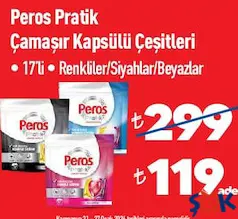 PEROS PRATİK ÇAMAŞIR KAPSÜLÜ 17'Lİ fiyat ve kampanya bilgisi